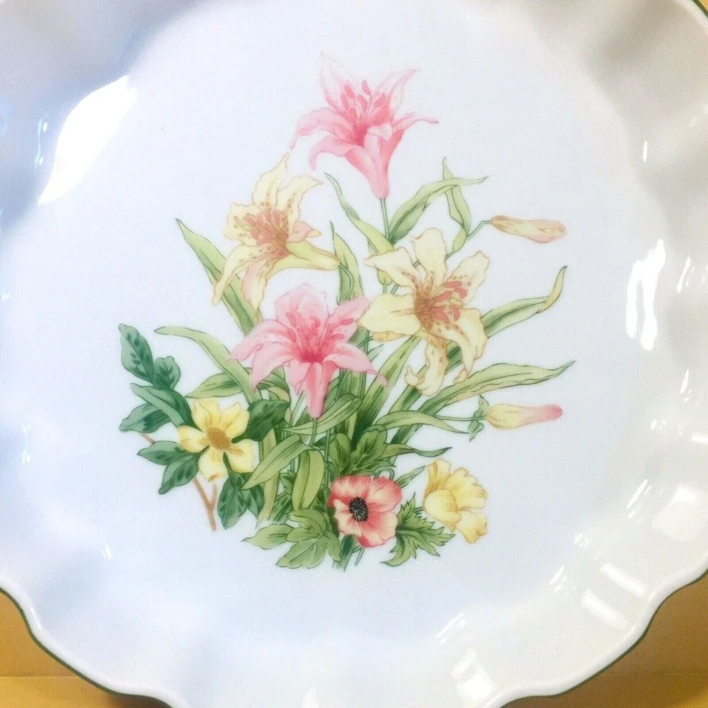 Vintage Jade Lily Fine Porcelain by Shafford Japan Quiche Pie Tart Dish